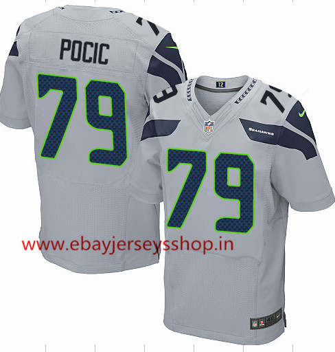 Men's Nike Seattle Seahawks #79 Ethan Pocic Elite Grey Alternate NFL Jersey