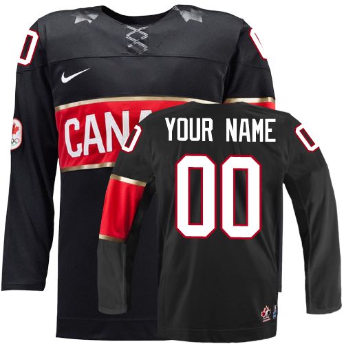 Men's Nike Team Canada Customized Authentic Black Third 2014 Olympic Hockey Jersey