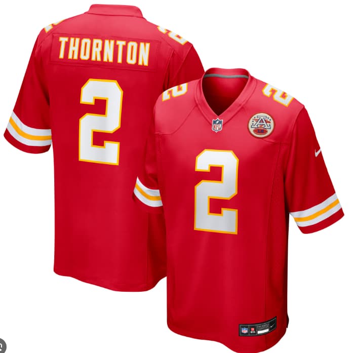 Men's Nike Tyquan Thornton Red Kansas City Chiefs Team Game Jersey