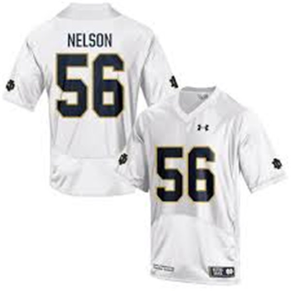 Men's Norte Dame Fighting Irish #56 Quenton Nelson White with name Under Armour Stitched NCAA College Football Jerse