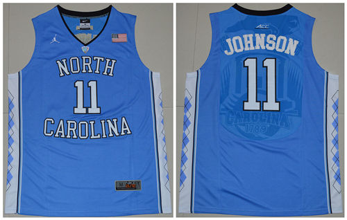 Men's North Carolina Tar Heels #11 Brice Johnson Blue College Baseketball Jersey