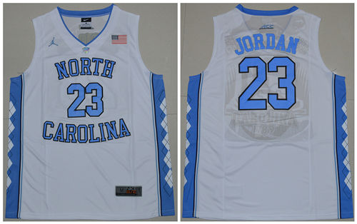 Men's North Carolina Tar Heels #23 Michael Jordan White College Baseketball Jersey
