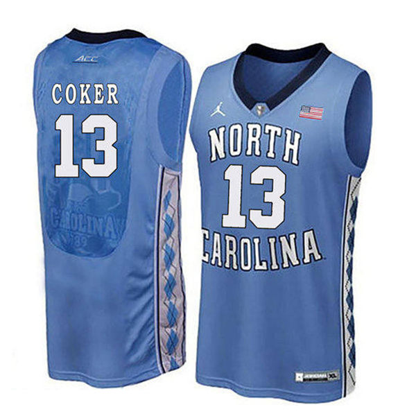 Men's North Carolina Tar Heels Kanler Coker 13 Light Blue Soul Swingman Basketball Jersey