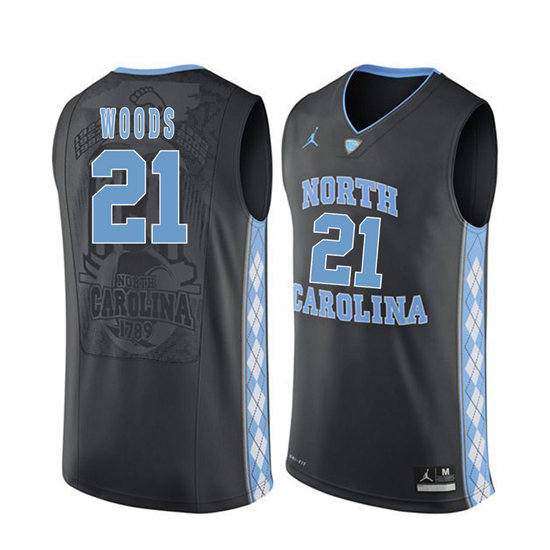Men's North Carolina Tar Heels Seventh Woods 21 Black Soul Swingman Basketball Jersey