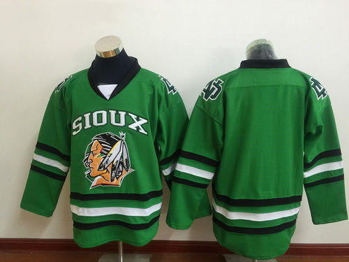 Men's North Dakota Fighting Sioux Blank Green College Hockey Jersey 