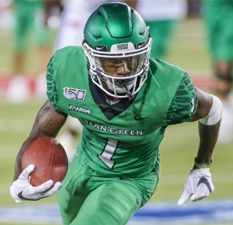 Men's North Texas Mean Green #1 Jaelon Darden Nike Green Pattern Sleeves College Football Jersey