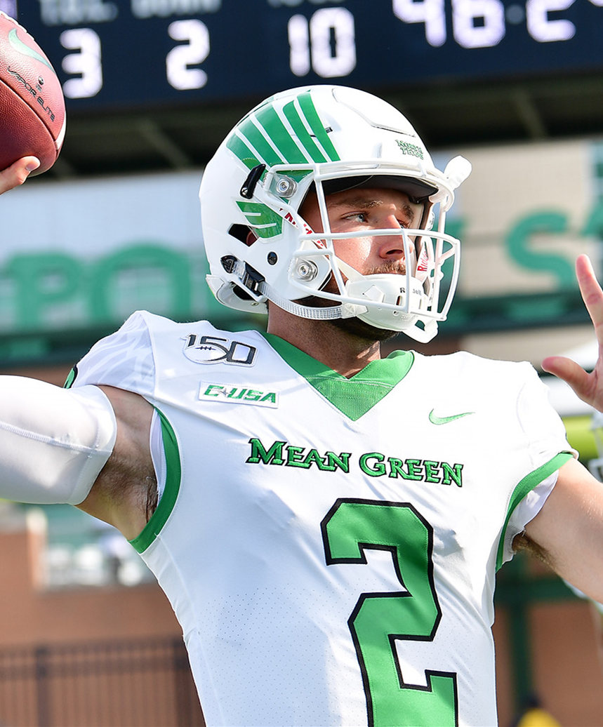 Men's North Texas Mean Green #2 Austin Aune Nike White Pattern Sleeves College Football Jersey
