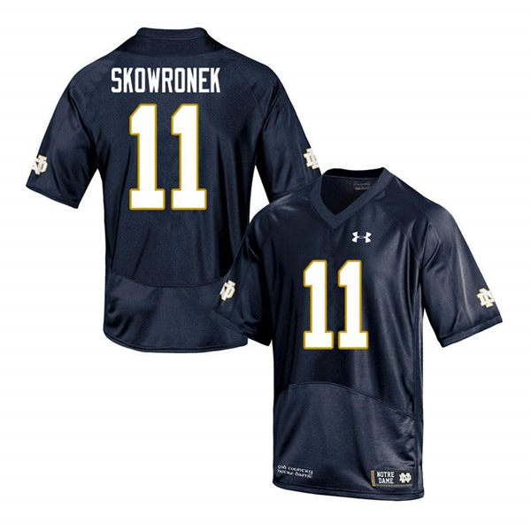 Men's Notre Dame Fighting Irish #11 Ben Skowronek Under Armour Navy College Football Game Jersey