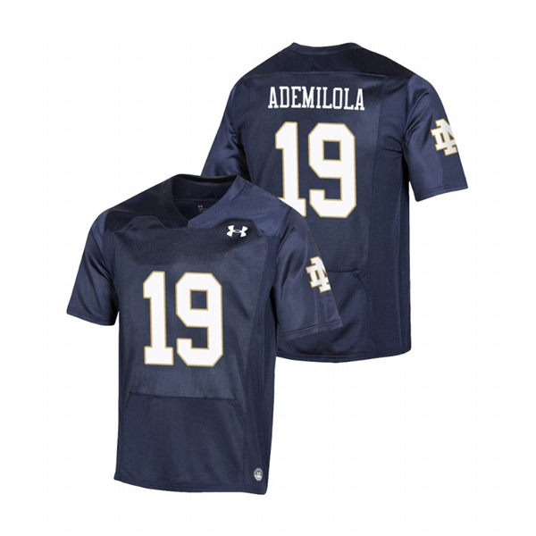Men's Notre Dame Fighting Irish #19 Justin Ademilola Under Armour White College Football Game Jersey