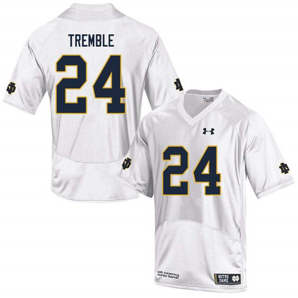 Men's Notre Dame Fighting Irish #24 Tommy Tremble Under Armour White College Football Game Jersey 