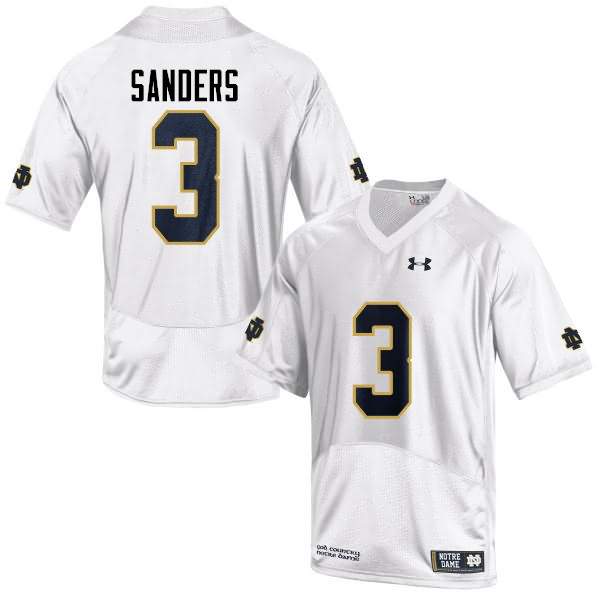 Men's Notre Dame Fighting Irish #3 C.J. Sanders Under Armour White College Football Game Jersey