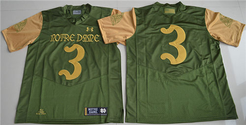 Men's Notre Dame Fighting Irish #3 Joe Montana 2016 Shamrock Series Under Armour Premier College Football Jersey - Olive Gre