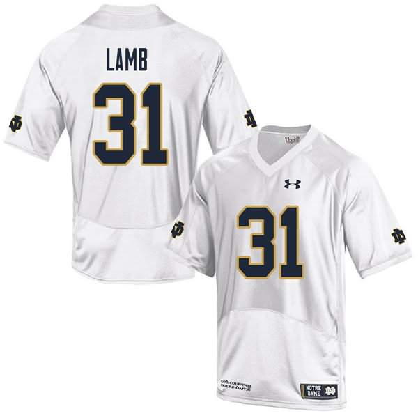 Men's Notre Dame Fighting Irish #31 Jack Lamb Under Armour White College Football Game Jersey