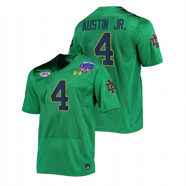Men's Notre Dame Fighting Irish #4 Kevin Austin Jr. Green College Football Jersey