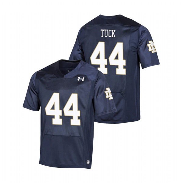 Men's Notre Dame Fighting Irish #44 Justin Tuck Under Armour Navy College Football Game Jersey 