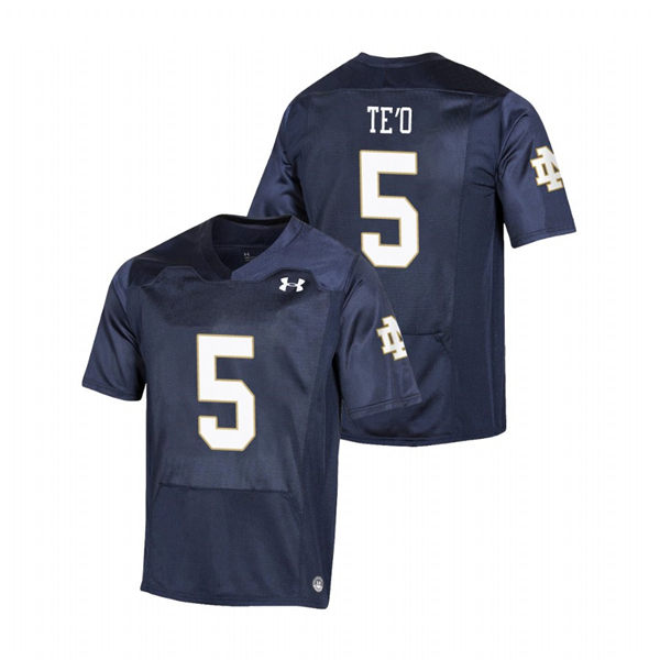 Men's Notre Dame Fighting Irish #5 Manti Te'o Under Armour Navy College Football Game Jersey