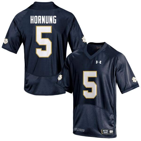 Men's Notre Dame Fighting Irish #5 Paul Hornung Under Armour Navy College Football Game Jersey