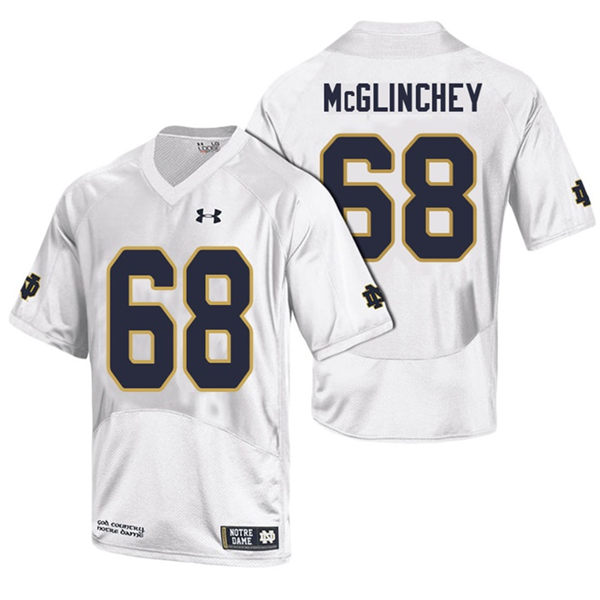 Men's Notre Dame Fighting Irish #68 Mike McGlinchey Under Armour White College Football Game Jersey