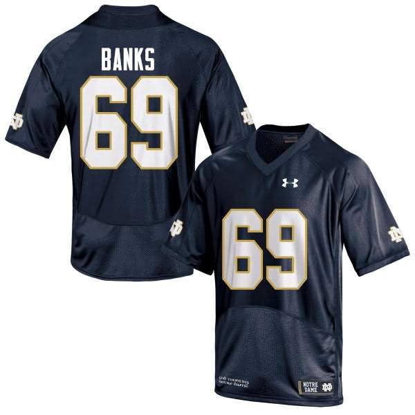 Men's Notre Dame Fighting Irish #69 Aaron Banks Under Armour Navy College Football Game Jersey