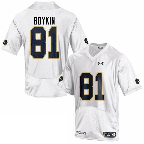 Men's Notre Dame Fighting Irish #81 Miles Boykin Under Armour White College Football Game Jersey