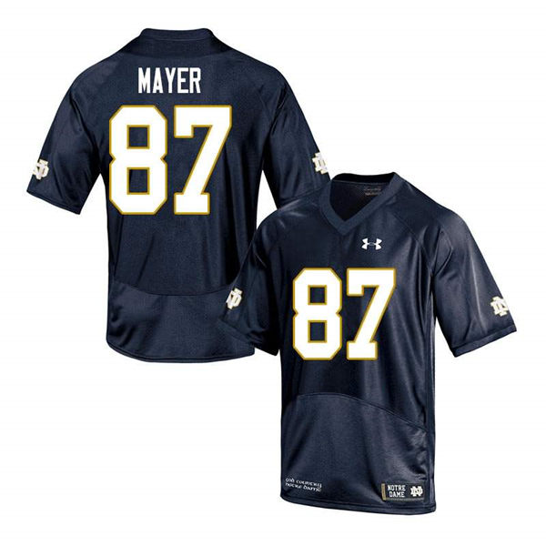 Men's Notre Dame Fighting Irish #87 Michael Mayer Under Armour Navy College Football Game Jersey