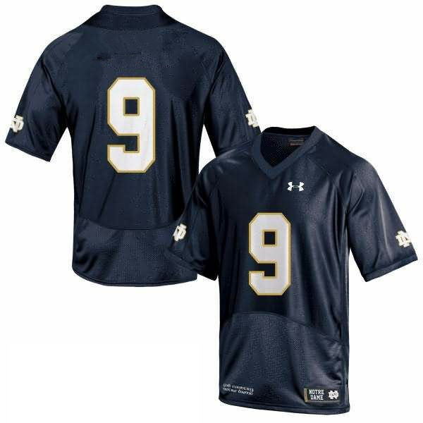 Men's Notre Dame Fighting Irish #9 Tony Rice Under Armour Navy College Football Game Jersey -Without Name