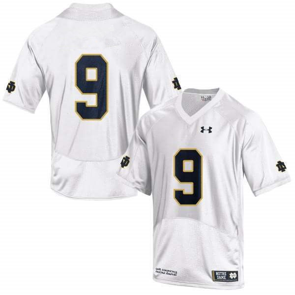 Men's Notre Dame Fighting Irish #9 Tony Rice Under Armour White College Football Game Jersey -Without Name