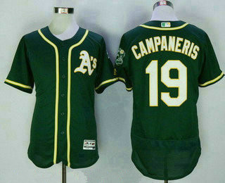 Men's Oakland Athletics #19 Bert Campy Campaneris Retired Green Stitched MLB 2016 Majestic Flex Base Jersey的副本