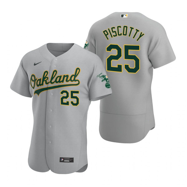 Men's Oakland Athletics #25 Stephen Piscotty Nike Gray Road FlexBase Jersey