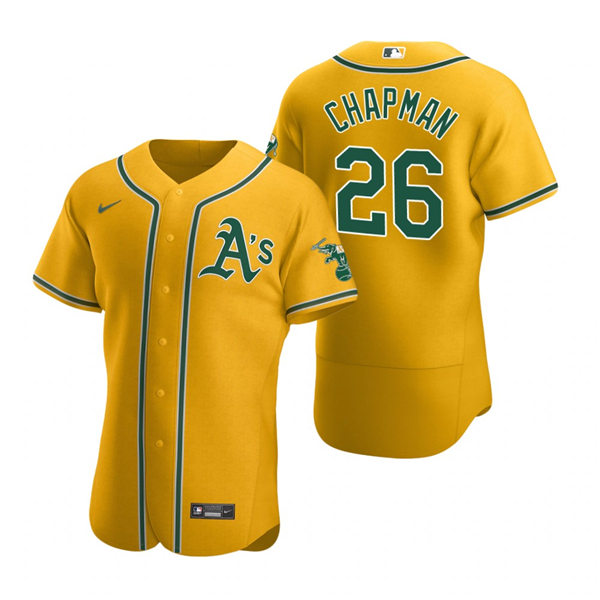 Men's Oakland Athletics #26 Matt Chapman Nike Gold Alternate FlexBase Jersey