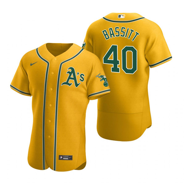 Men's Oakland Athletics #40 Chris Bassitt Nike Gold Alternate FlexBase Jersey