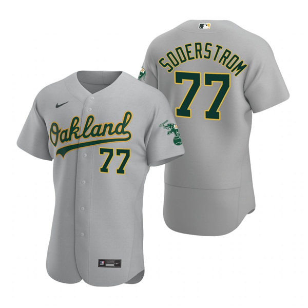 Men's Oakland Athletics #77 Tyler Soderstrom Nike Gray Road FlexBase Jersey