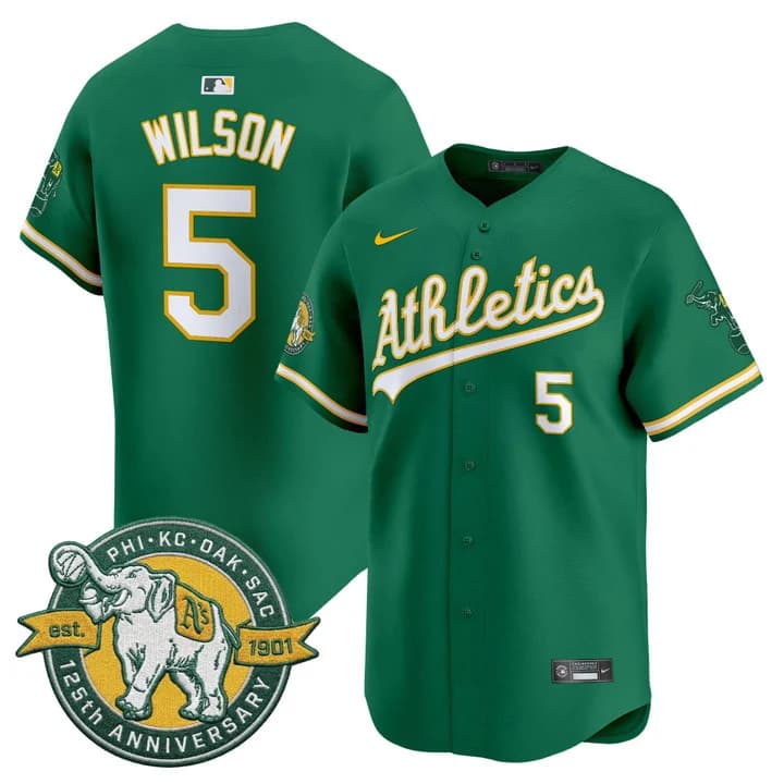 Men's Oakland Athletics 125th Anniversary Patch Vapor Premier Limited Jersey - All Stitched Jacob Wilson    5