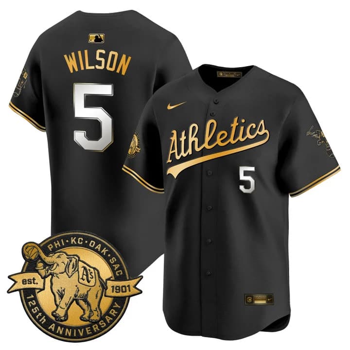 Men's Oakland Athletics 125th Anniversary Patch Vapor Premier Limited Jersey - All Stitched Jacob Wilson 5