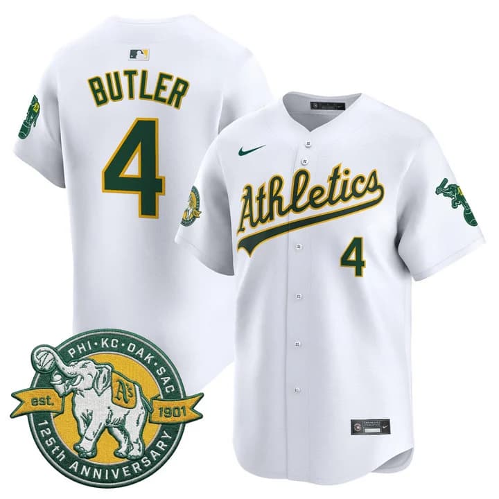 Men's Oakland Athletics 125th Anniversary Patch Vapor Premier Limited Jersey - All Stitched Lawrence Butler- 4