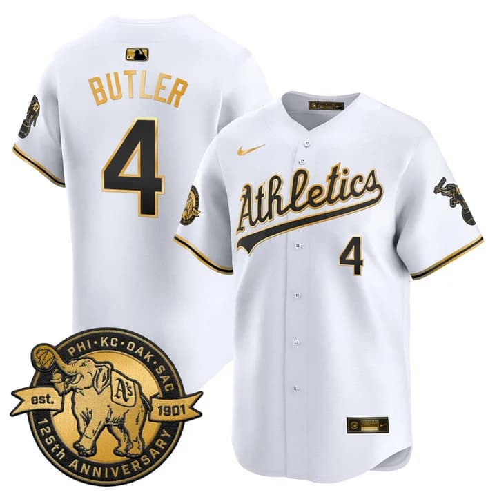 Men's Oakland Athletics 125th Anniversary Patch Vapor Premier Limited Jersey - All Stitched Lawrence Butler  4