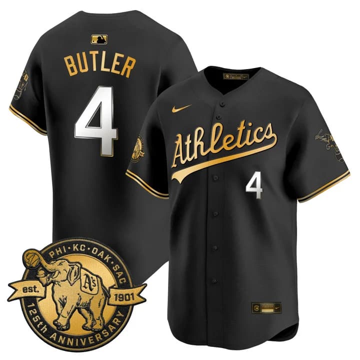 Men's Oakland Athletics 125th Anniversary Patch Vapor Premier Limited Jersey - All Stitched Lawrence Butler4