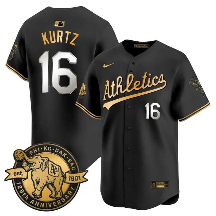 Men's Oakland Athletics 125th Anniversary Patch Vapor Premier Limited Jersey - All Stitched Nick Kurtz 16