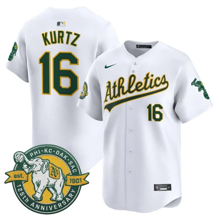 Men's Oakland Athletics 125th Anniversary Patch Vapor Premier Limited Jersey - All Stitched Nick Kurtz16