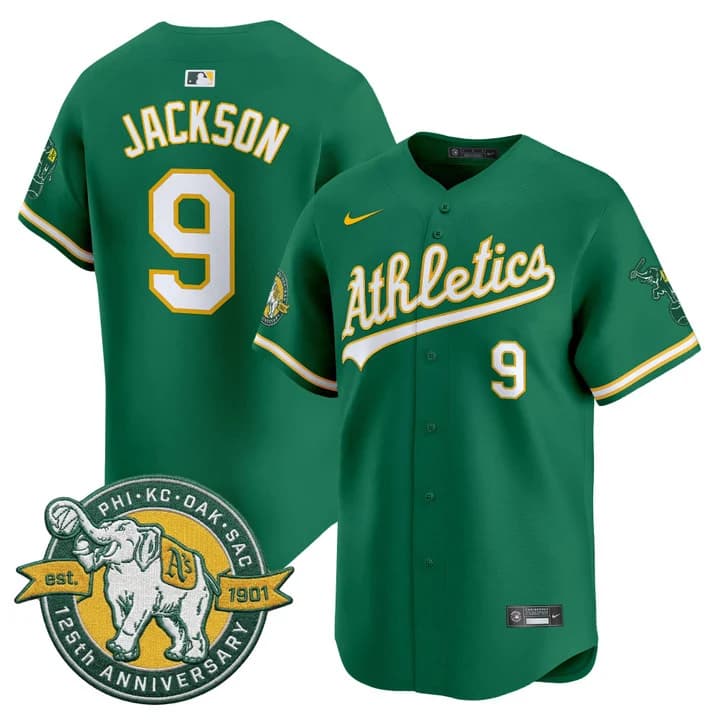 Men's Oakland Athletics 125th Anniversary Patch Vapor Premier Limited Jersey - All Stitched Reggie Jackson     9