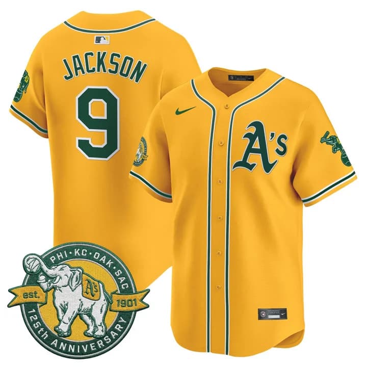 Men's Oakland Athletics 125th Anniversary Patch Vapor Premier Limited Jersey - All Stitched Reggie Jackson #9