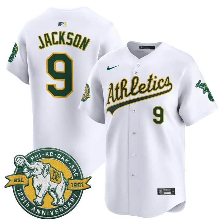 Men's Oakland Athletics 125th Anniversary Patch Vapor Premier Limited Jersey - All Stitched Reggie Jackson -9