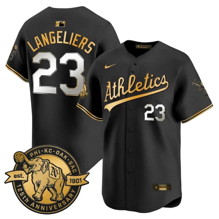 Men's Oakland Athletics 125th Anniversary Patch Vapor Premier Limited Jersey - All Stitched Shea Langeliers 23