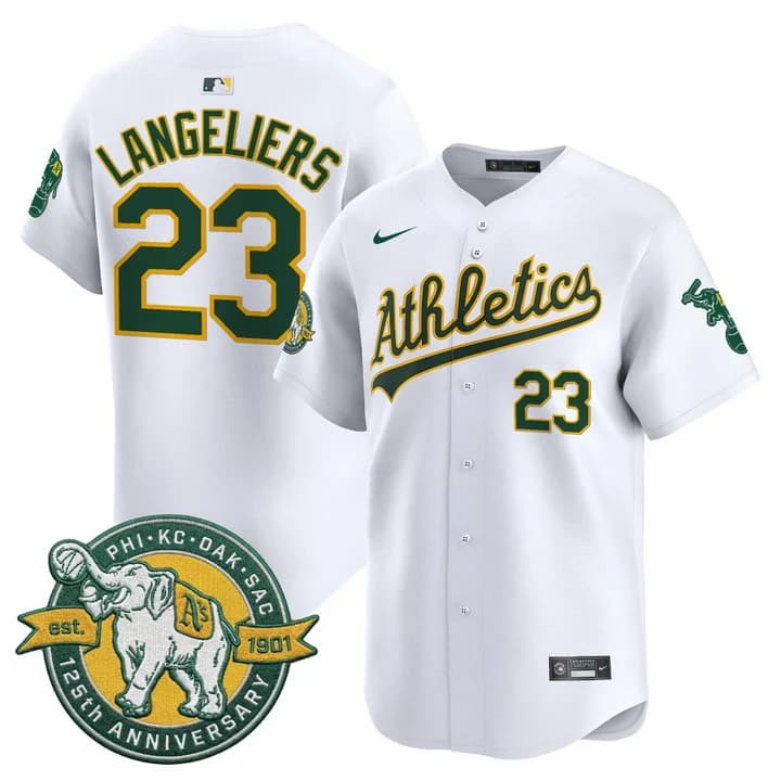 Men's Oakland Athletics 125th Anniversary Patch Vapor Premier Limited Jersey - All Stitched Shea Langeliers-23