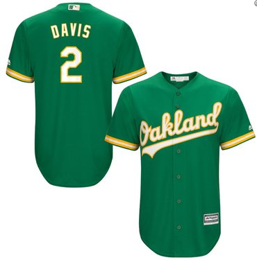 Men's Oakland Athletics 2# Khris Davis Kelly Green Alternate Jersey.png
