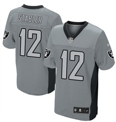 Men's Oakland Raiders #12 Ken Stabler Gray Show Nike Elite Jersey