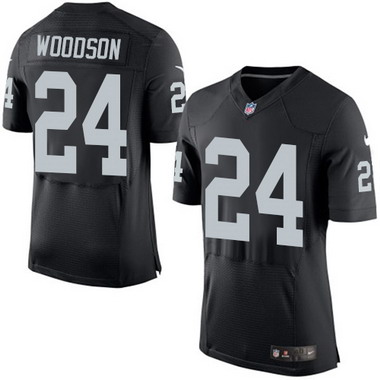 Men's Oakland Raiders #24 Charles Woodson Black Team Color 2015 NFL Nike Elite Jersey