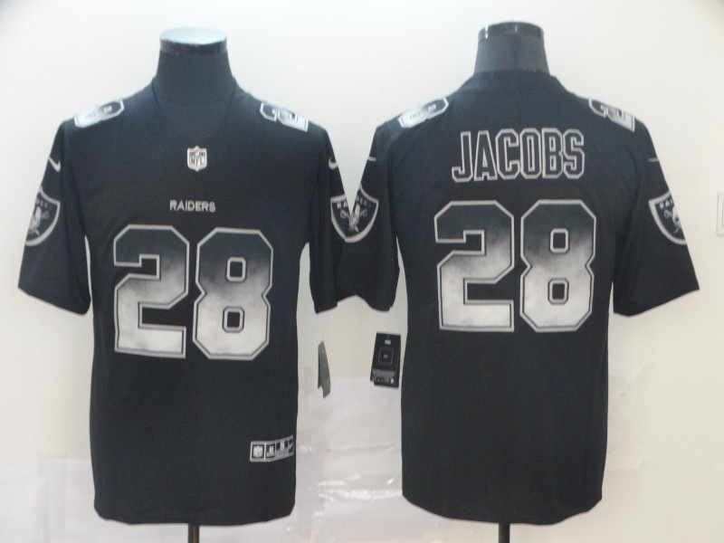 Men's Oakland Raiders #28 Josh Jacobs NFL TEAMS Black Smoke Fashion Limited Jersey