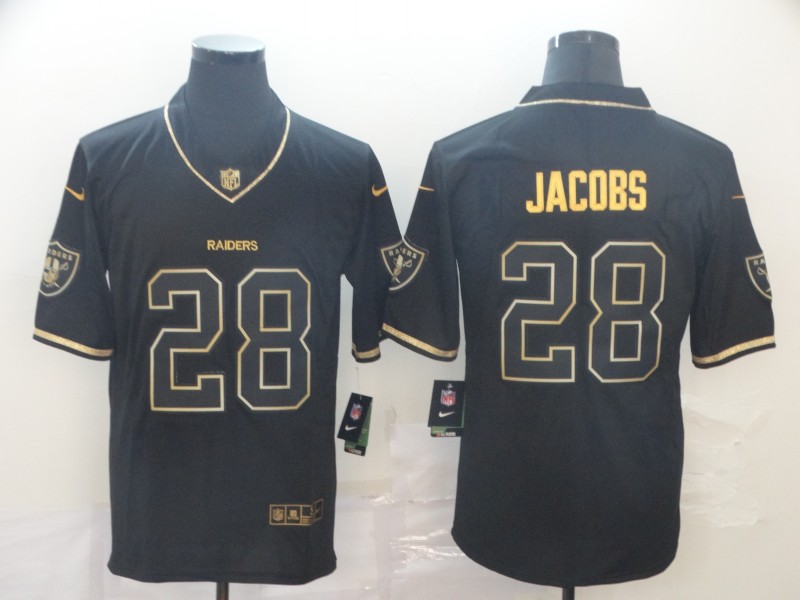 Men's Oakland Raiders #28 Josh Jacobs NFL Vapor Limited Black Golden Jerse