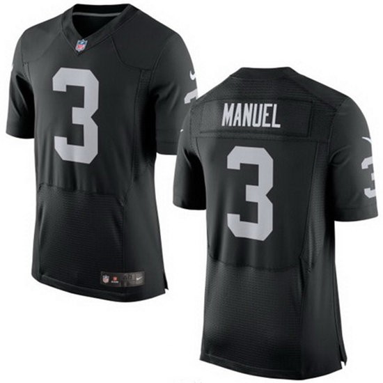Men's Oakland Raiders #3 EJ Manuel Nike Black Elite Jersey
